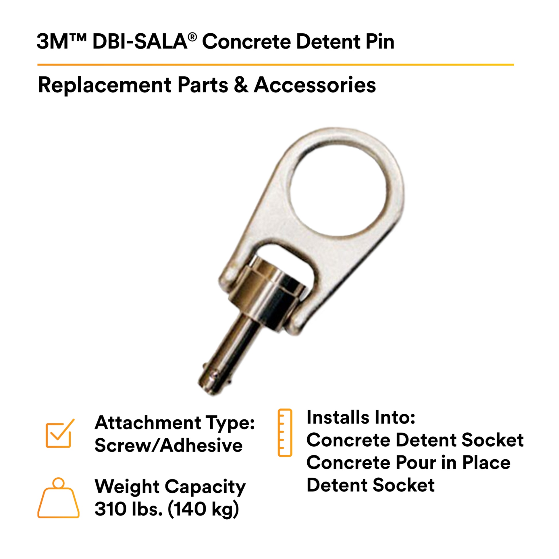 3M DBI-SALA Detent Anchor D-ring/Pin For Concrete - 2101002