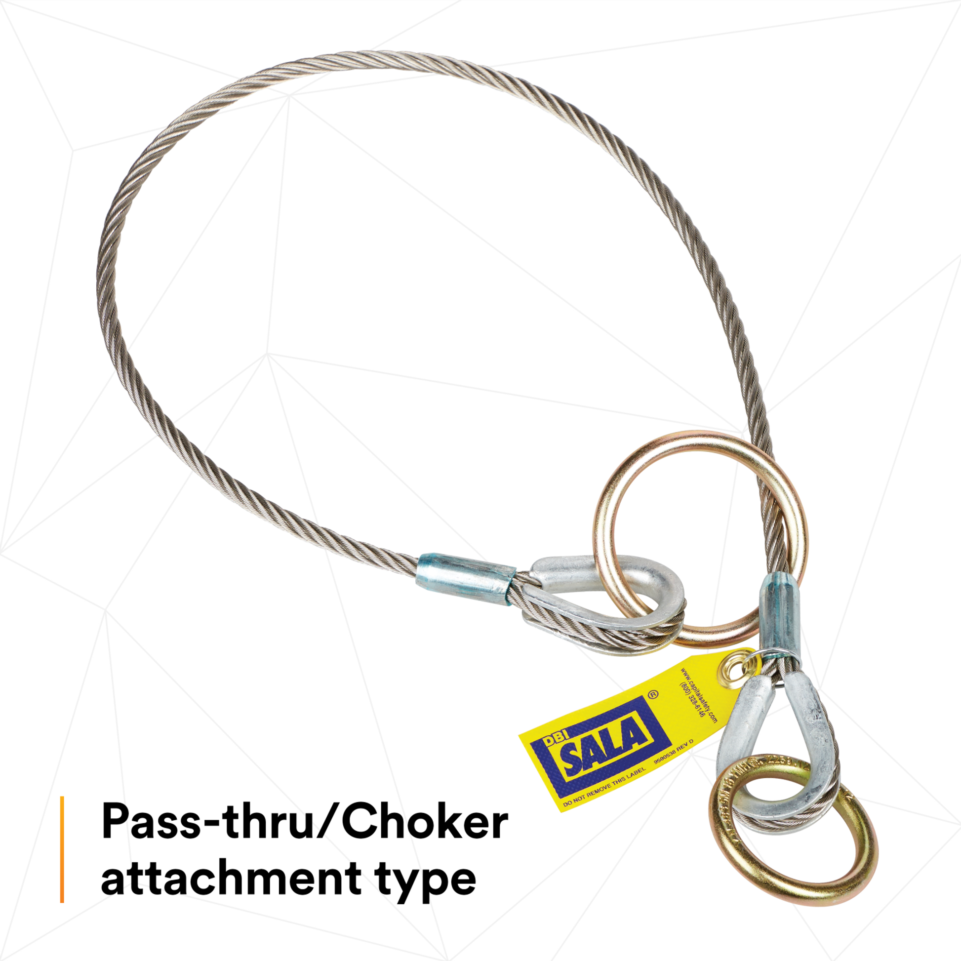 3M DBI-SALA Pass-Thru Cable Tie-Off Adapter Anchor - Stainless Steel - 4 ft - 5900550