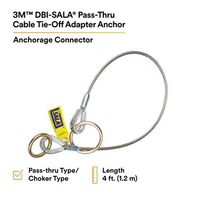 3M DBI-SALA Pass-Thru Cable Tie-Off Adapter Anchor - Stainless Steel - 4 ft - 5900550