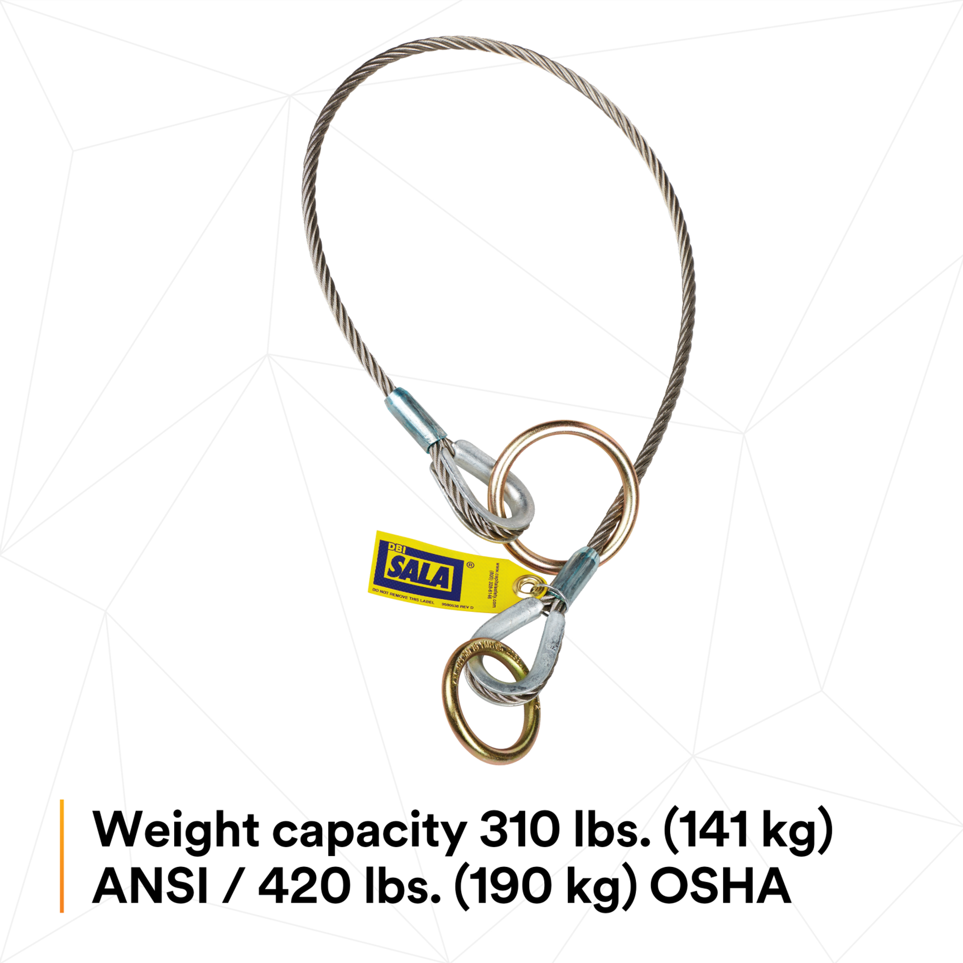 3M DBI-SALA Pass-Thru Cable Tie-Off Adapter Anchor - Stainless Steel - 3 ft - 5900560