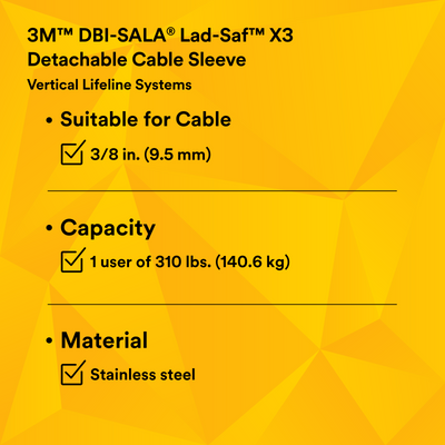 3M DBI-SALA Lad-Saf X3 Detachable Cable Sleeve - 9.5MM - 6160054