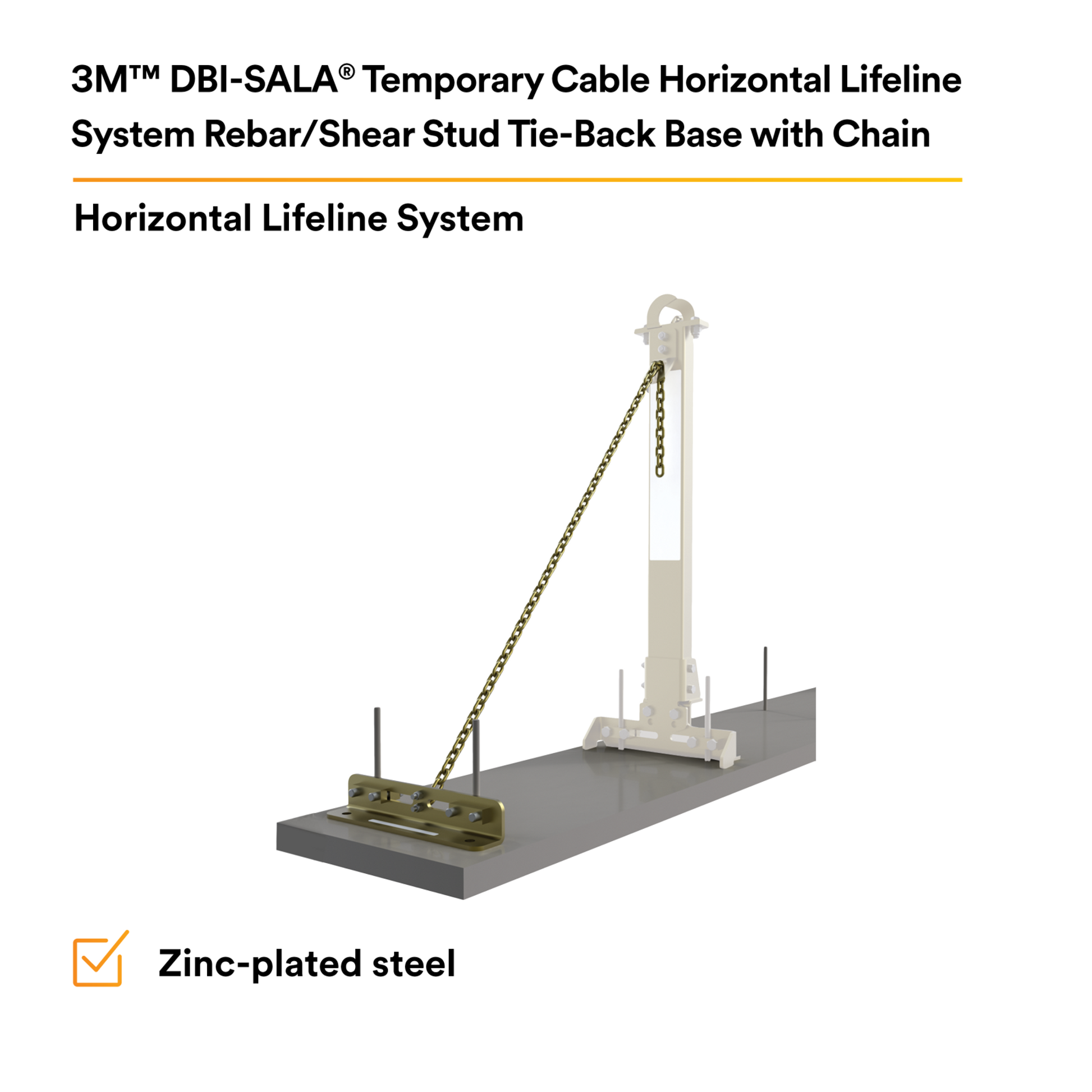 3M DBI-SALA SecuraSpan Rebar/Shear Stud HLL Tie - Back Base with Chain 7400214