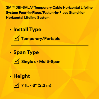 3M DBI-SALA SecuraSpan Pour - in - Place/Fasten - in - Place HLL Stanchion 7400203