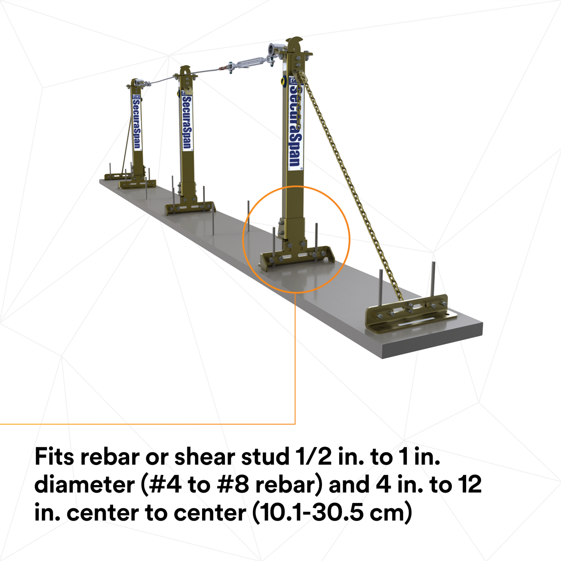 3M DBI-SALA SecuraSpan Rebar/Shear Stud HLL Stanchion with Base 7400215