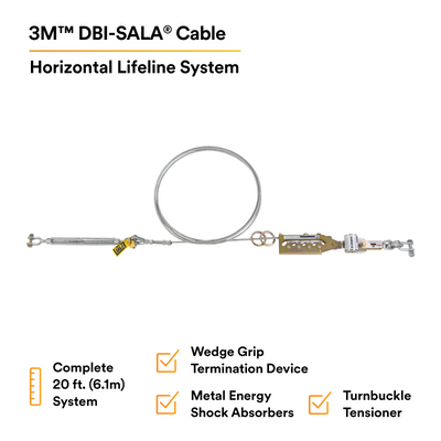 3M DBI-SALA Sayfline 20 ft. Galvanized Cable Horizontal Lifeline System - 7602020