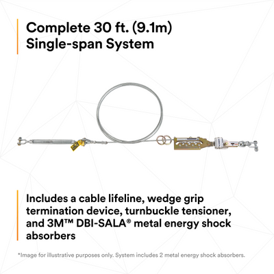 3M DBI-SALA Sayfline 30 ft. Galvanized Cable Horizontal Lifeline System - 7602030