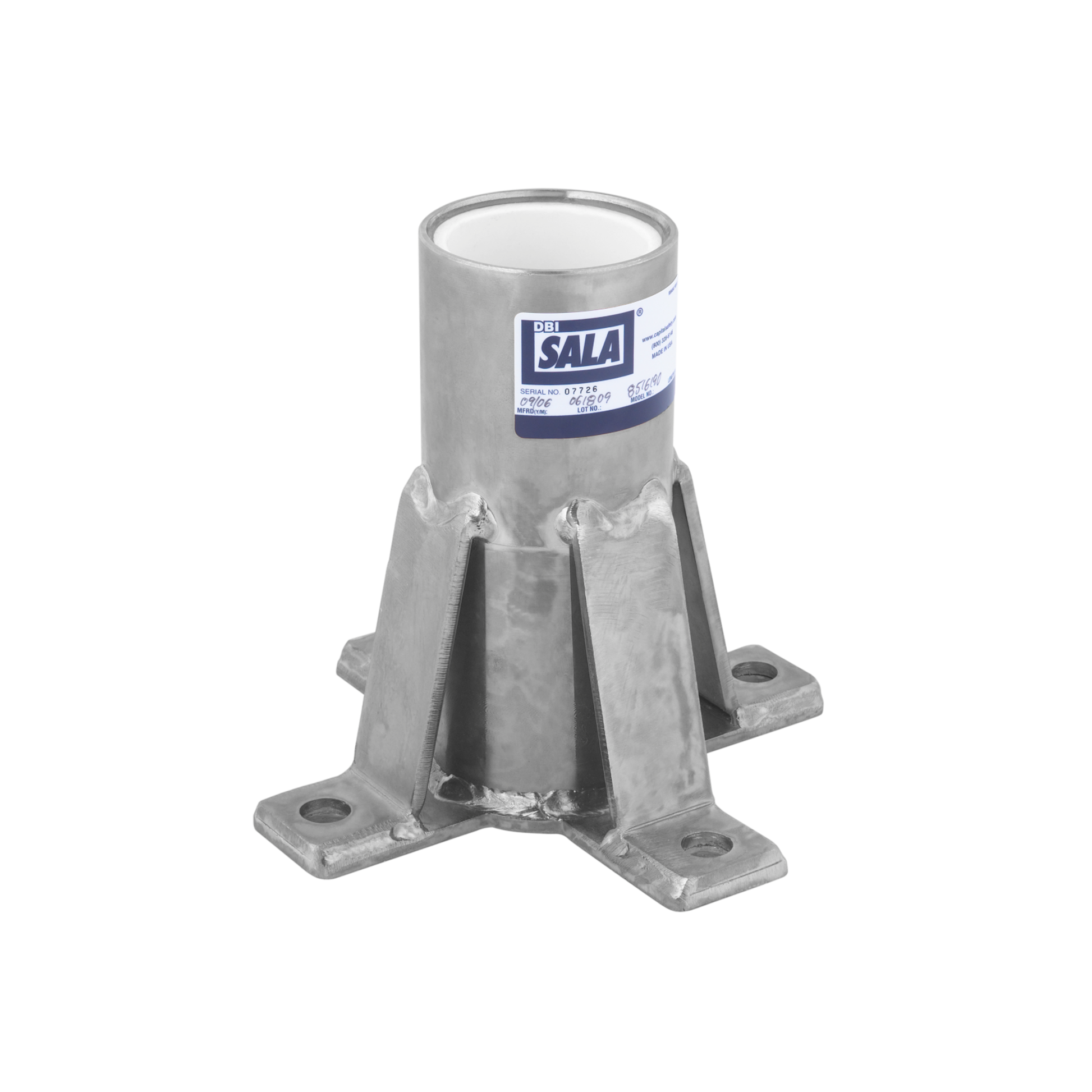 3M DBI-SALA Confined Space Permanent Flush Floor Mount Sleeve Davit Mast Base - Stainless Steel - 8512827