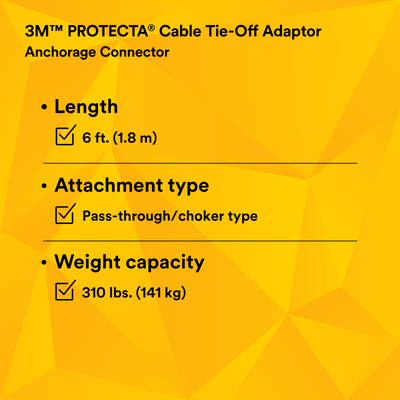 3M Protecta Pass-Thru Cable Tie-Off Adapter Anchor - Galvanized Steel - 6 ft - 2100193
