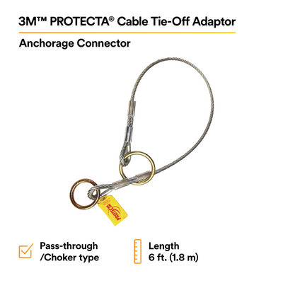 3M Protecta Pass-Thru Cable Tie-Off Adapter Anchor - Galvanized Steel - 6 ft - 2100193