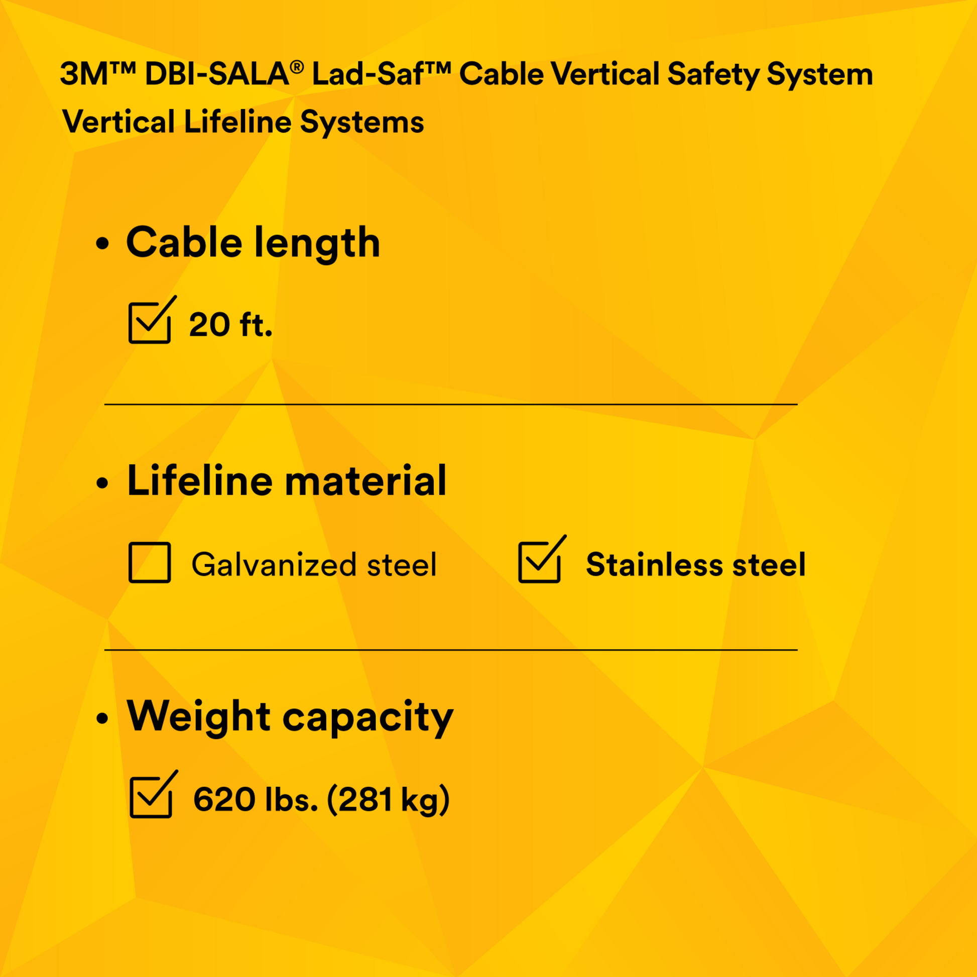 3M DBI-SALA Lad-Saf Cable Vertical Safety System - Stainless Steel - 20 ft. - 6119020