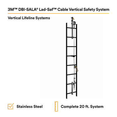 3M DBI-SALA Lad-Saf Cable Vertical Safety System - Stainless Steel - 20 ft. - 6119020
