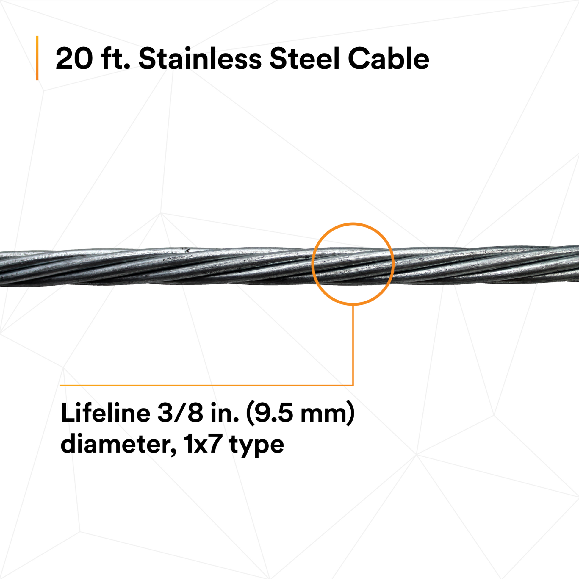 3M DBI-SALA Lad-Saf Cable Vertical Safety System - Stainless Steel - 20 ft. - 6119020