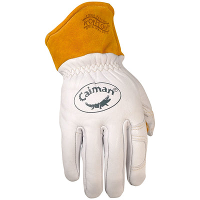 Caiman Premium Goat Grain TIG/MIG Welder's Glove w/Wool Insulated Back - Scalloped Cuff - Natural - 6/PR - 1871
