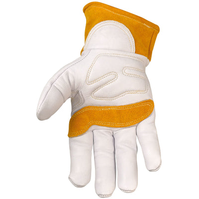 Caiman Premium Goat Grain TIG/MIG Welder's Glove w/Wool Insulated Back - Scalloped Cuff - Natural - 6/PR - 1871