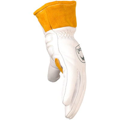 Caiman Premium Goat Grain TIG/MIG Welder's Glove w/Wool Insulated Back - Scalloped Cuff - Natural - 6/PR - 1871