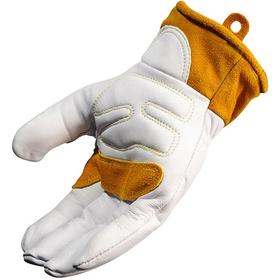 Caiman Premium Goat Grain TIG/MIG Welder's Glove w/Wool Insulated Back - Scalloped Cuff - Natural - 6/PR - 1871