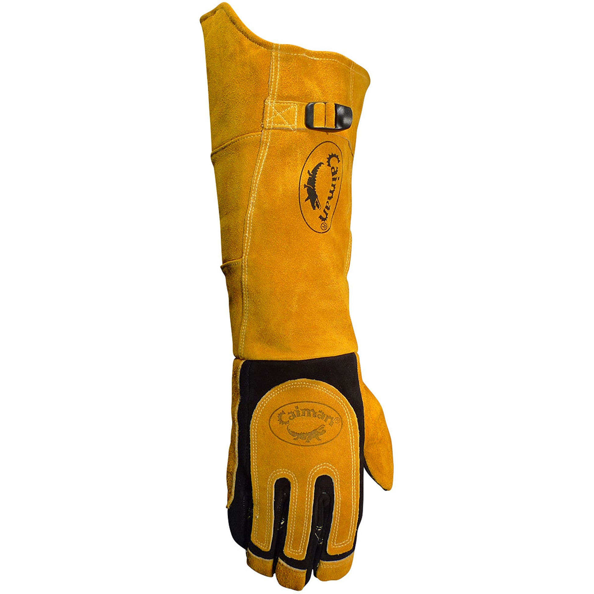 Caiman Premium Split Deerskin MIG/Stick Welder's Glove w/Fleece/Foam Insulation - 21" Length - Gold - 6/PR - 1878