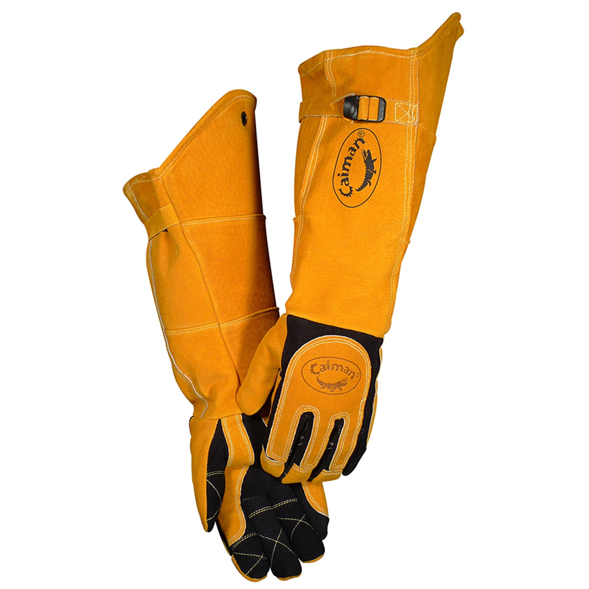 Caiman Premium Split Deerskin MIG/Stick Welder's Glove w/Fleece/Foam Insulation - 21" Length - Gold - 6/PR - 1878