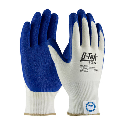 G-Tek 3GX Seamless Knit Dyneema Diamond Blended Glove w/Latex Coated Crinkle Grip on Palm & Fingers - Medium Weight - White - 1/DZ - 19-D313
