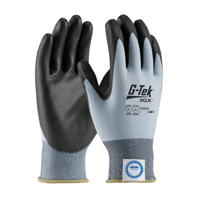 G-Tek 3GX Seamless Knit Dyneema Diamond Blended Glove w/Polyurethane Coated Flat Grip on Palm & Fingers - Blue - 1/DZ - 19-D318