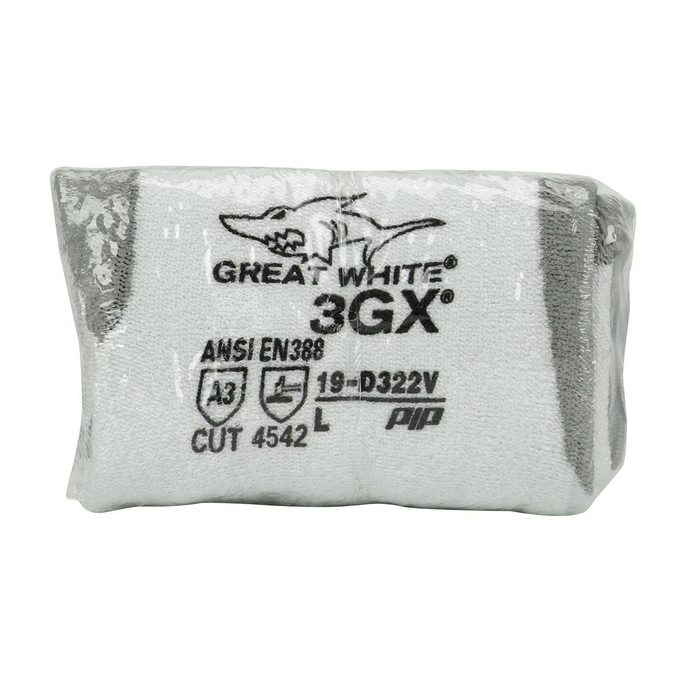 Great White ECO Series Seamless Knit Dyneema Diamond 2.0 Blended Glove w/Polyurethane Coated Flat Grip on Palm & Fingers - Vend-Ready - - 6/PR - 19-D322V
