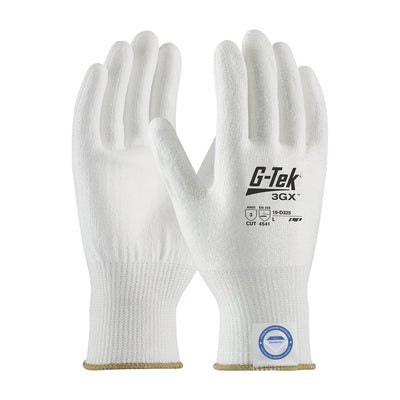 G-Tek 3GX Seamless Knit Dyneema Diamond Blended Glove w/Polyurethane Coated Flat Grip on Palm & Fingers - White - 1/DZ - 19-D325