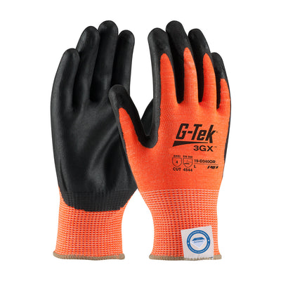 G-Tek 3GX Hi-Vis Seamless Knit Dyneema Diamond Blended Glove w/Nitrile Coated Foam Grip on Palm & Fingers - Orange - 1/DZ - 19-D340OR