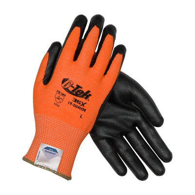 G-Tek 3GX Hi-Vis Seamless Knit Dyneema Diamond Blended Glove w/Nitrile Coated Foam Grip on Palm & Fingers - Orange - 1/DZ - 19-D340OR