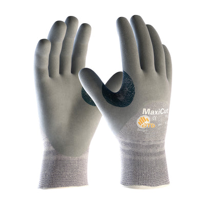 MaxiCut Dry Seamless Knit Dyneema / Engineered Yarns Glove w/Nitrile Coated Foam Grip on Palm Fingers & Knuckles - Gray - 1/DZ - 19-D475