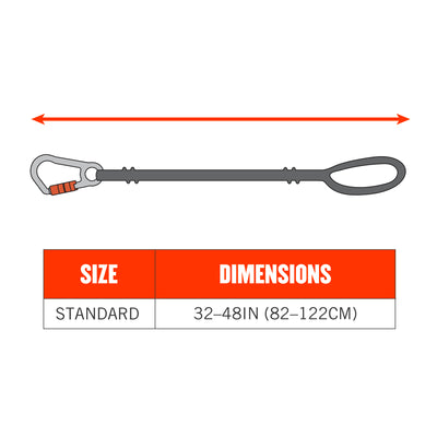Ergodyne Squids 3105 Tool Lanyard - Carabiner and Cinch Loop - 15lbs - Black - Standard - Single