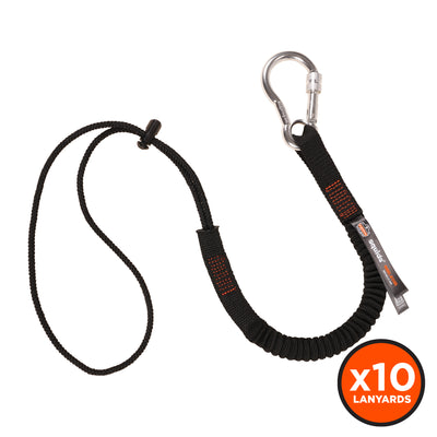 Ergodyne Squids 3105 Tool Lanyard - Carabiner and Cinch Loop - 15lbs - Black - Standard - 10-pack