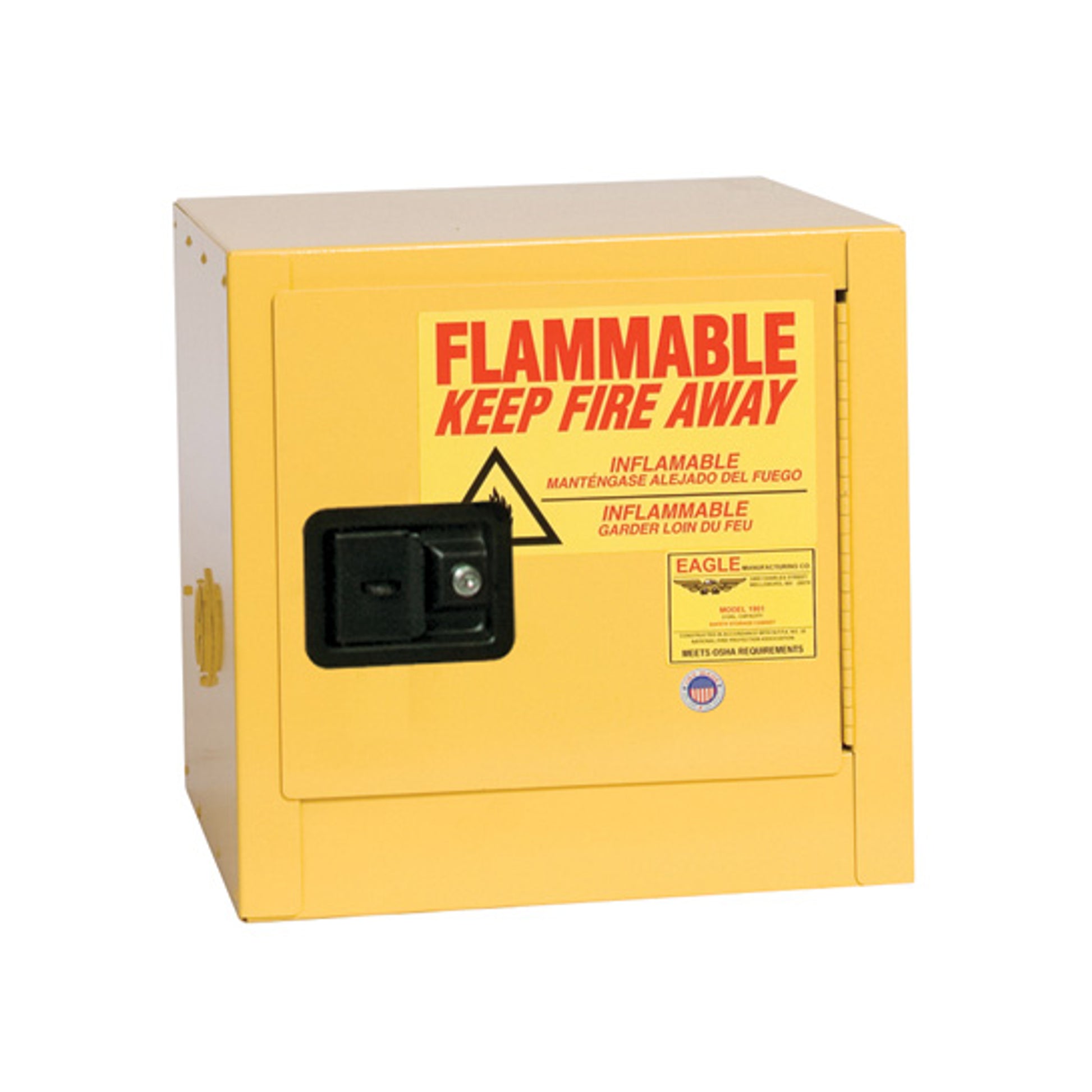 Eagle Bench Top Flammable Liquid Safety Cabinet - 2 Gallon - 1 Shelf - 1 Door - Manual Close - Yellow - 1901X