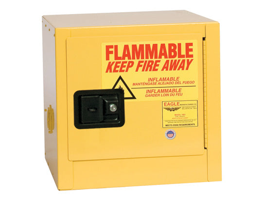 Eagle Bench Top Flammable Liquid Safety Cabinet - 2 Gallon - 1 Shelf - 1 Door - Manual Close - Yellow - 1901X