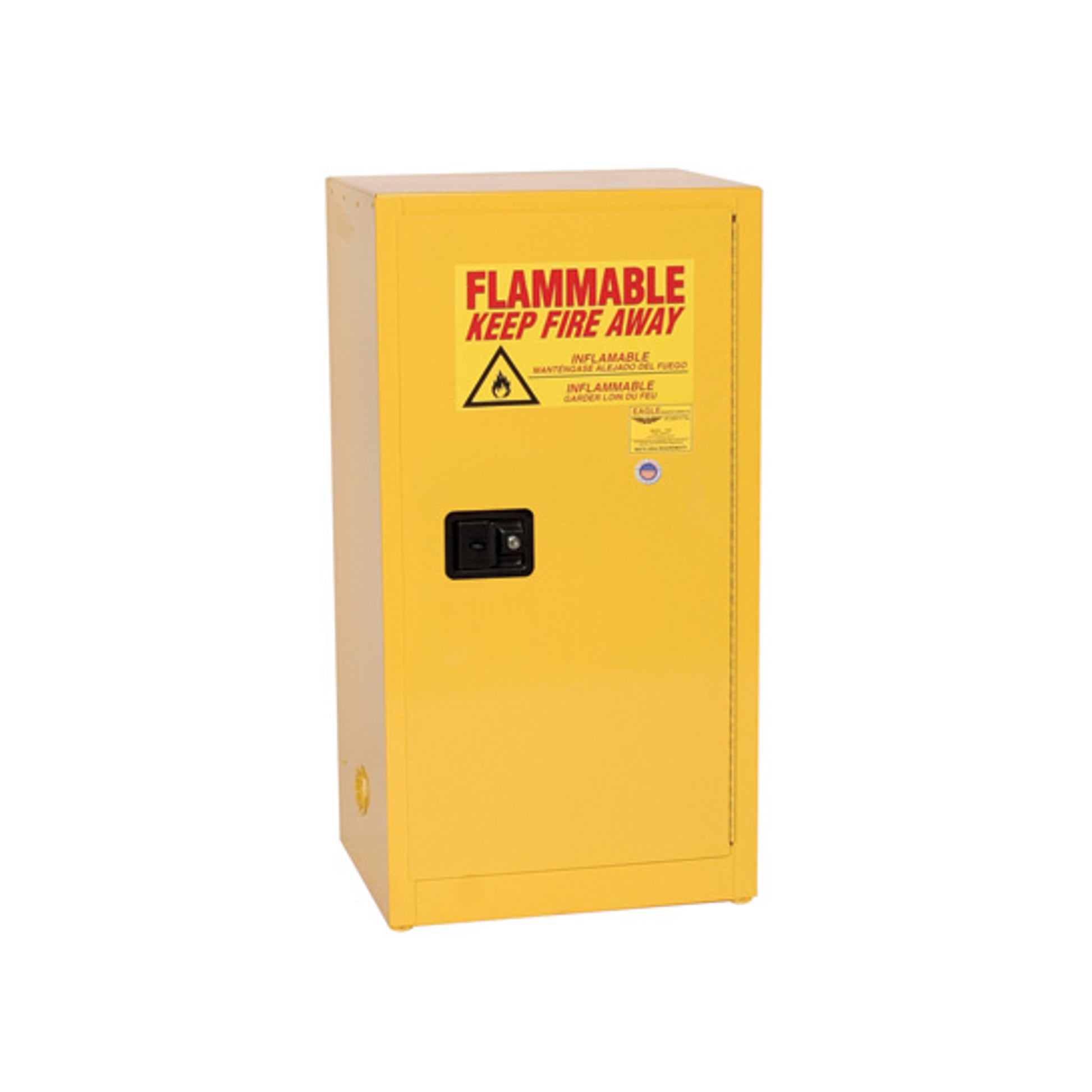 Eagle Space Saver Flammable Liquid Safety Cabinet - 16 Gallon - 1 Shelf - 1 Door - Manual Close - Yellow - 1906X