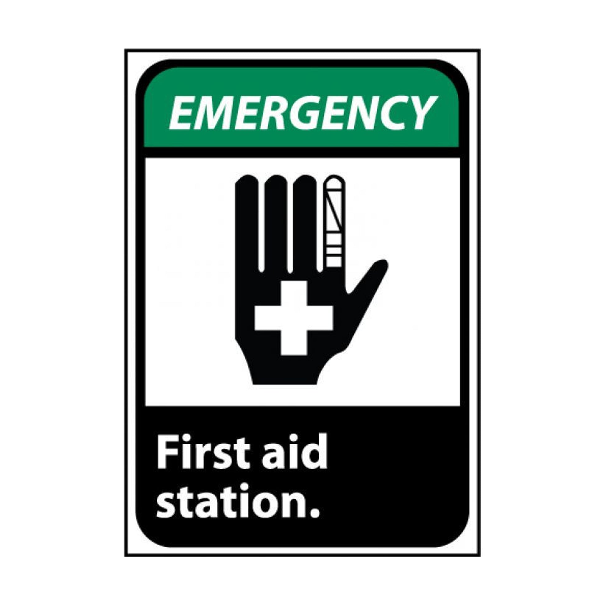 Emergency First Aid Station (W/Graphic) 10X7 Rigid Plastic