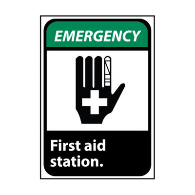 Emergency First Aid Station (W/Graphic) 10X7 Rigid Plastic