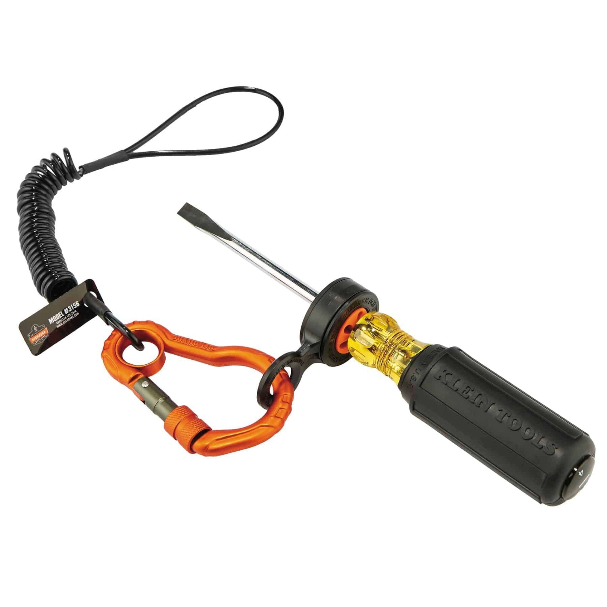 Ergodyne Squids 3156 Coiled Tool Lanyard with Single Carabiner - 2lbs / 0.9kg