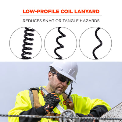 Ergodyne Squids 3156 Coiled Tool Lanyard with Single Carabiner - 2lbs / 0.9kg