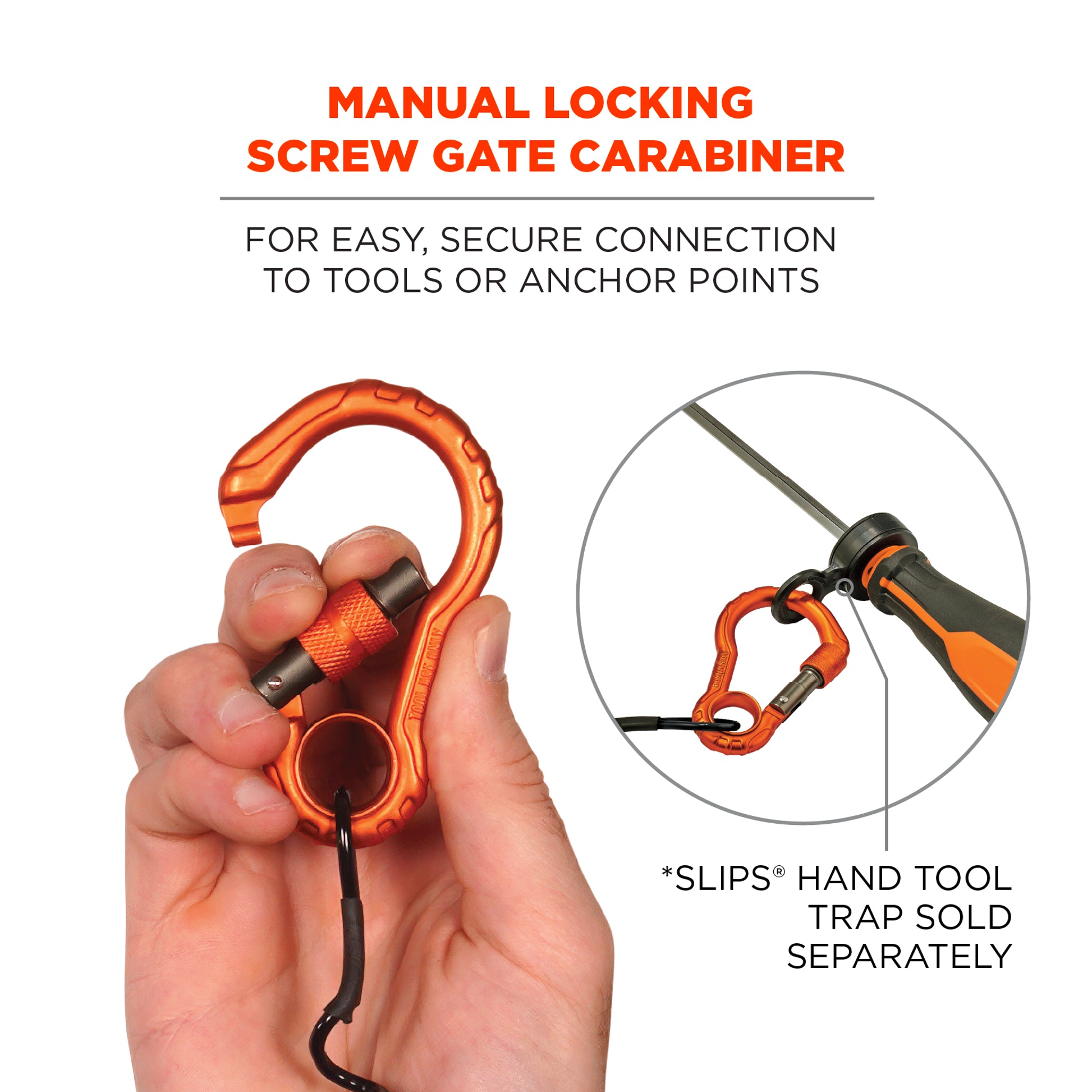 Ergodyne Squids 3156 Coiled Tool Lanyard with Single Carabiner - 2lbs / 0.9kg
