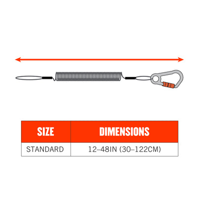 Ergodyne Squids 3156 Coiled Tool Lanyard with Single Carabiner - 2lbs / 0.9kg