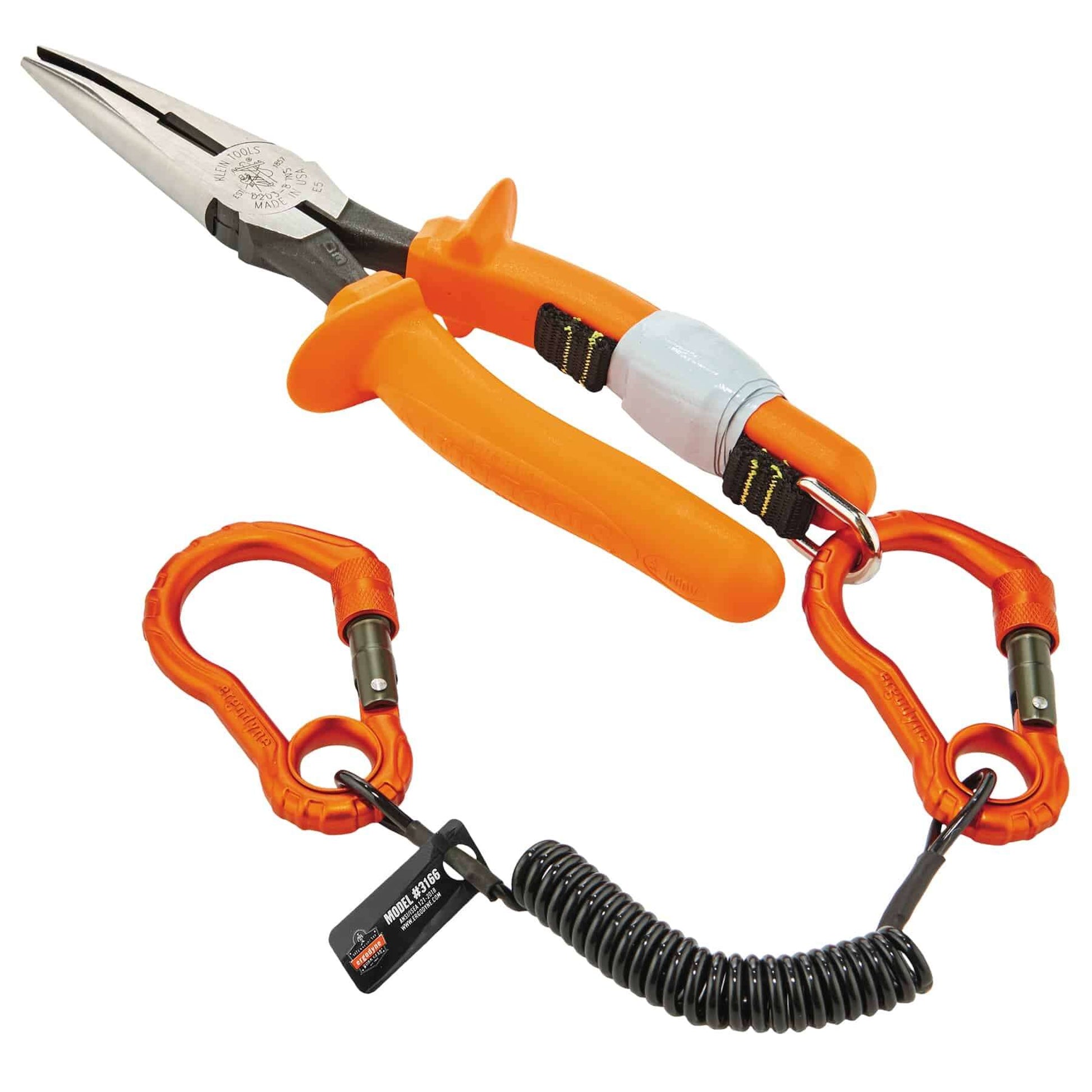 Ergodyne Squids 3166 Coiled Tool Lanyard with Dual Carabiners - 2lbs / 0.9kg