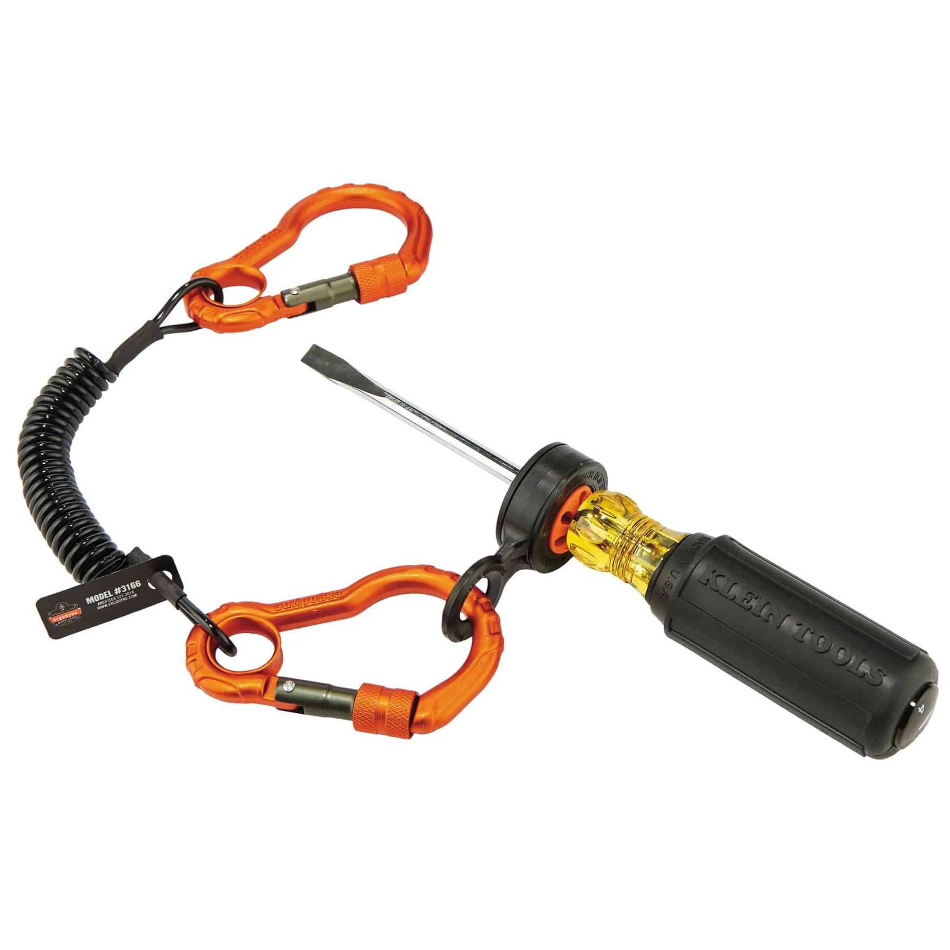 Ergodyne Squids 3166 Coiled Tool Lanyard with Dual Carabiners - 2lbs / 0.9kg