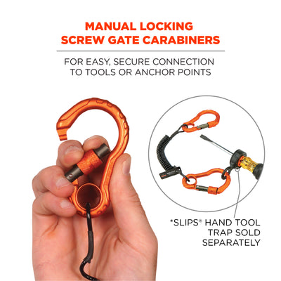 Ergodyne Squids 3166 Coiled Tool Lanyard with Dual Carabiners - 2lbs / 0.9kg