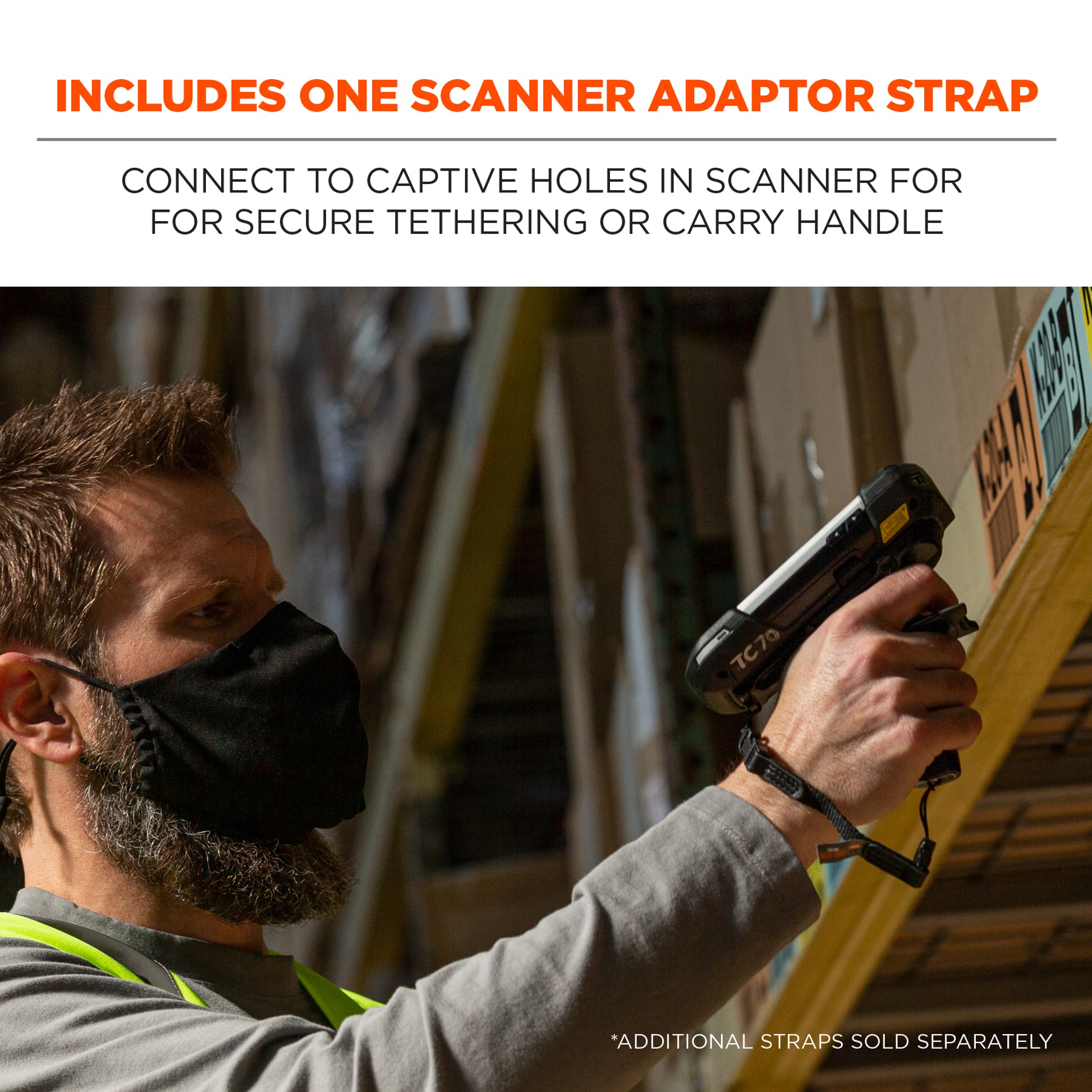 Ergodyne Squids 3135 Barcode Scanner Belt + Hook for Mobile Computers - Black - L
