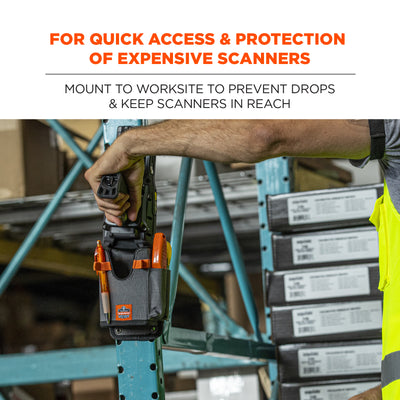 Ergodyne Squids 5543 Barcode Scanner Holder Mount for Gun Grip Mobile Computers - Fastener Straps - Gray - S