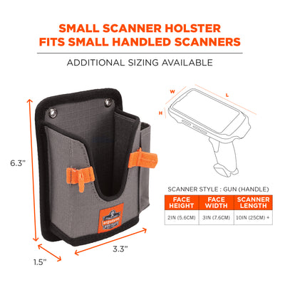Ergodyne Squids 5543 Barcode Scanner Holder Mount for Gun Grip Mobile Computers - Fastener Straps - Gray - S