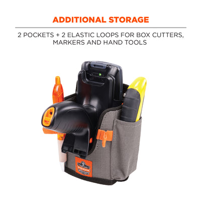 Ergodyne Squids 5543 Barcode Scanner Holder Mount for Gun Grip Mobile Computers - Fastener Straps - Gray - L