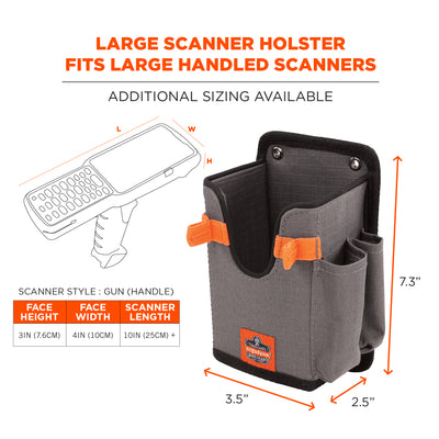 Ergodyne Squids 5543 Barcode Scanner Holder Mount for Gun Grip Mobile Computers - Fastener Straps - Gray - L
