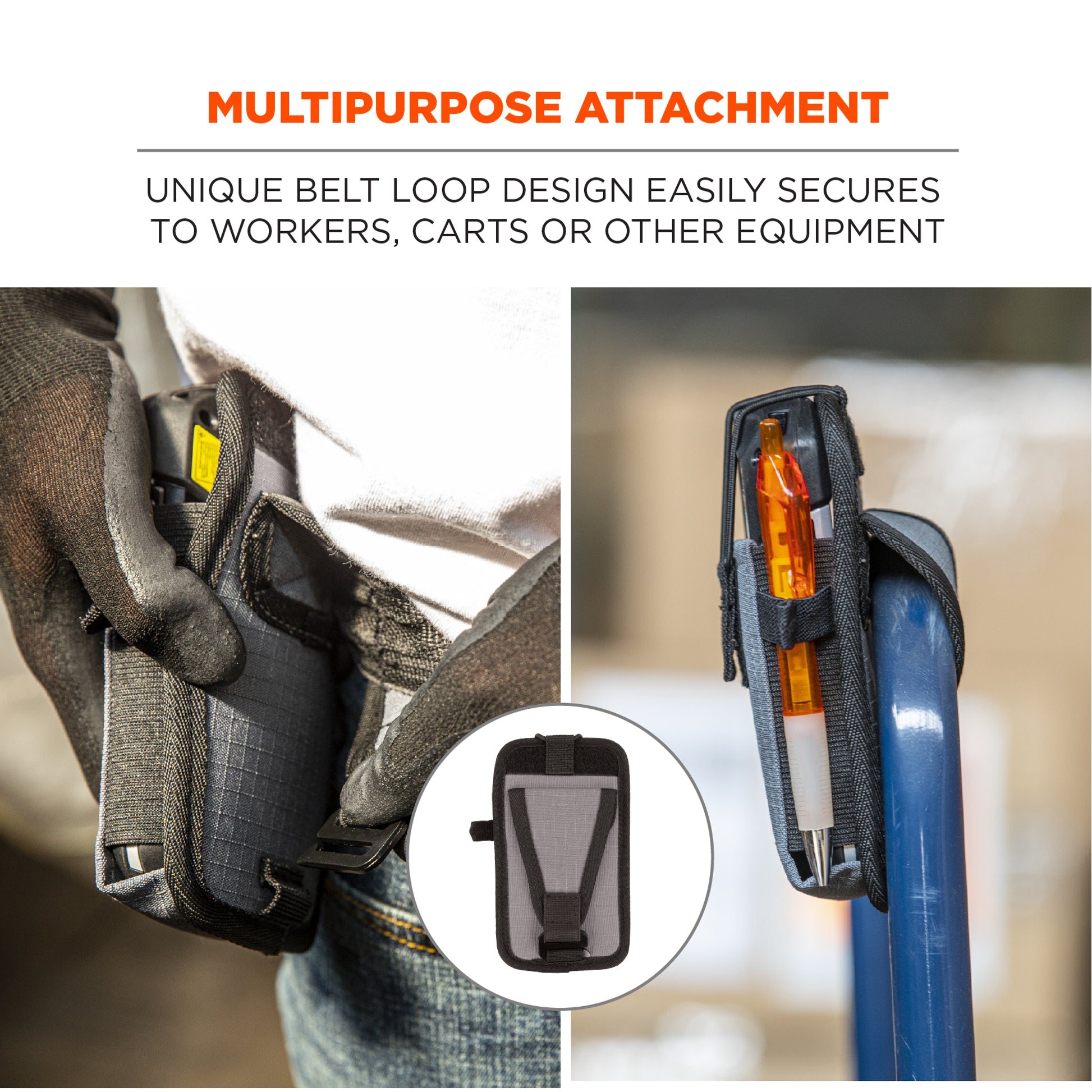 Ergodyne Squids 5542 Barcode Scanner Holster for Phone Size Mobile Computers - Belt Loop - Black - S
