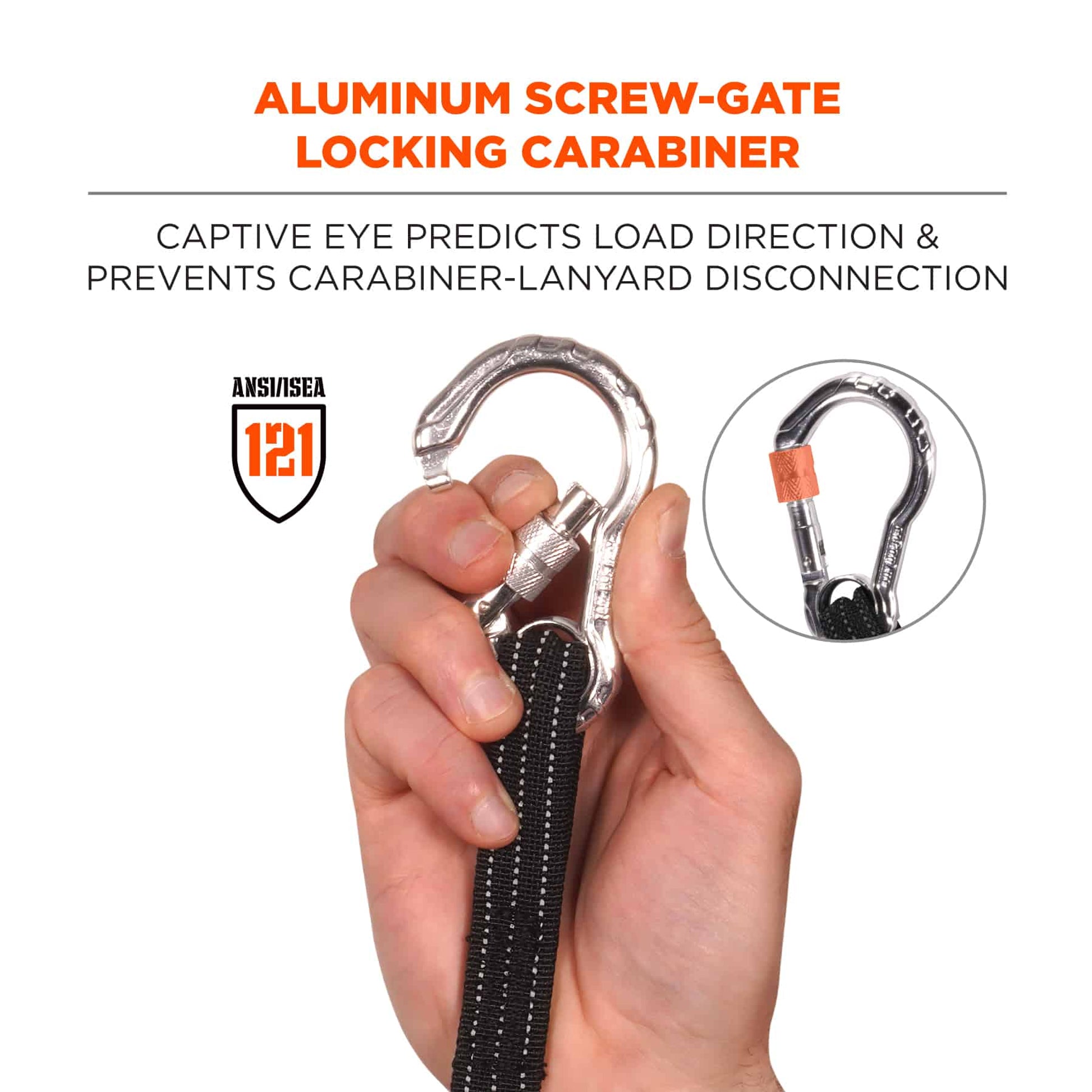 Ergodyne Squids 3100 Tool Lanyard - Carabiner and Cinch Loop - 10lbs - Black - 10-pack